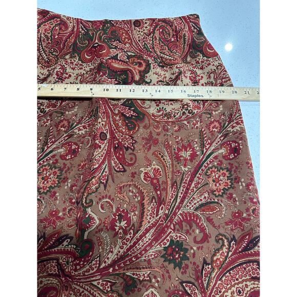 Vintage Paisley Floral Womens Skirt Midi Rust Gold 12 P Modest Mature Earthy - Picture 8 of 10